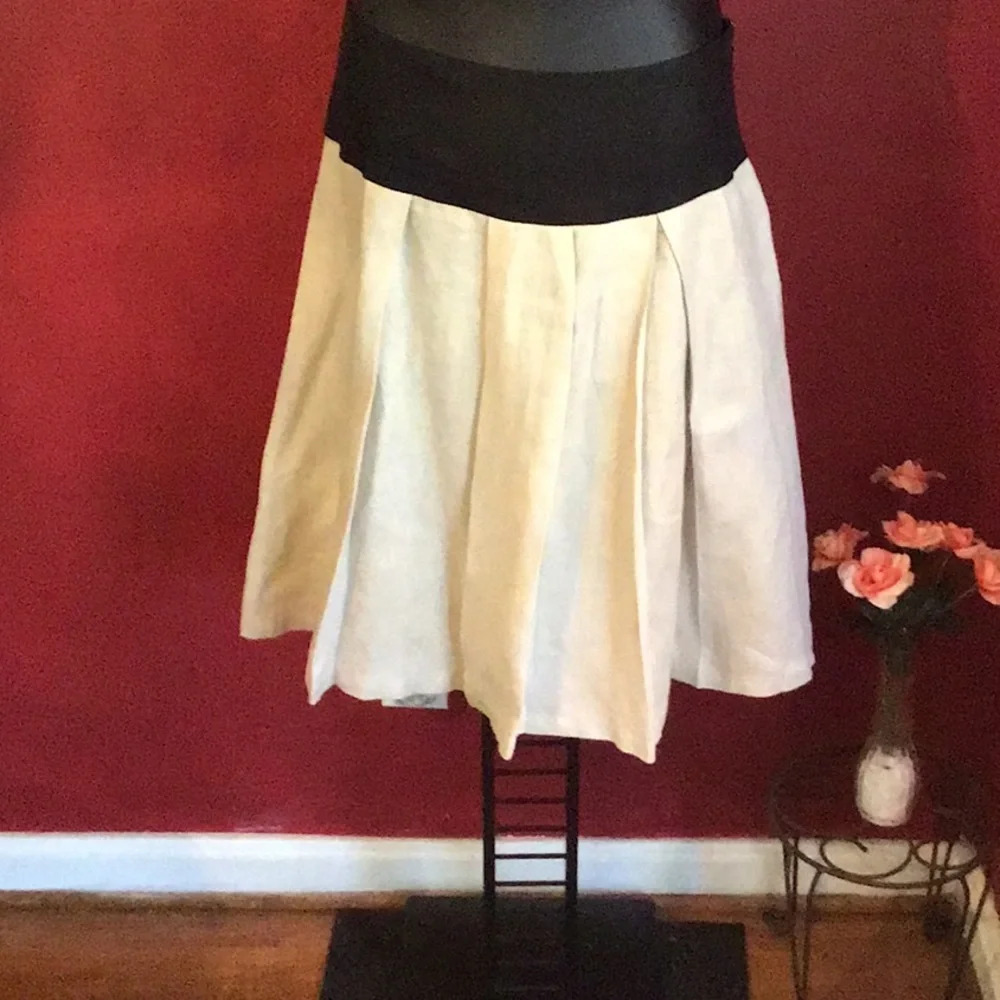 FOR CYNTHIA PLEATED LINEN SKIRT SIZE L